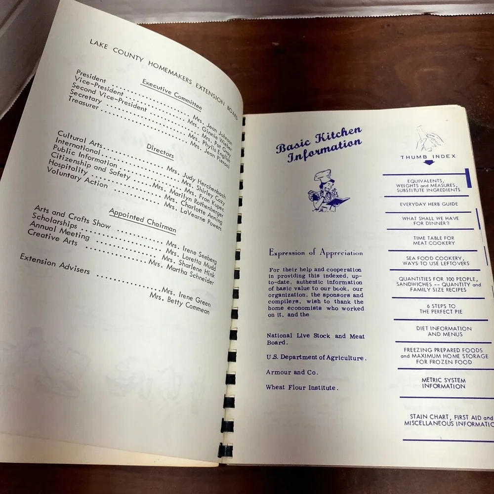 International Cookbook Lake County Homemakers 1932-1977 Vintage Recipes
